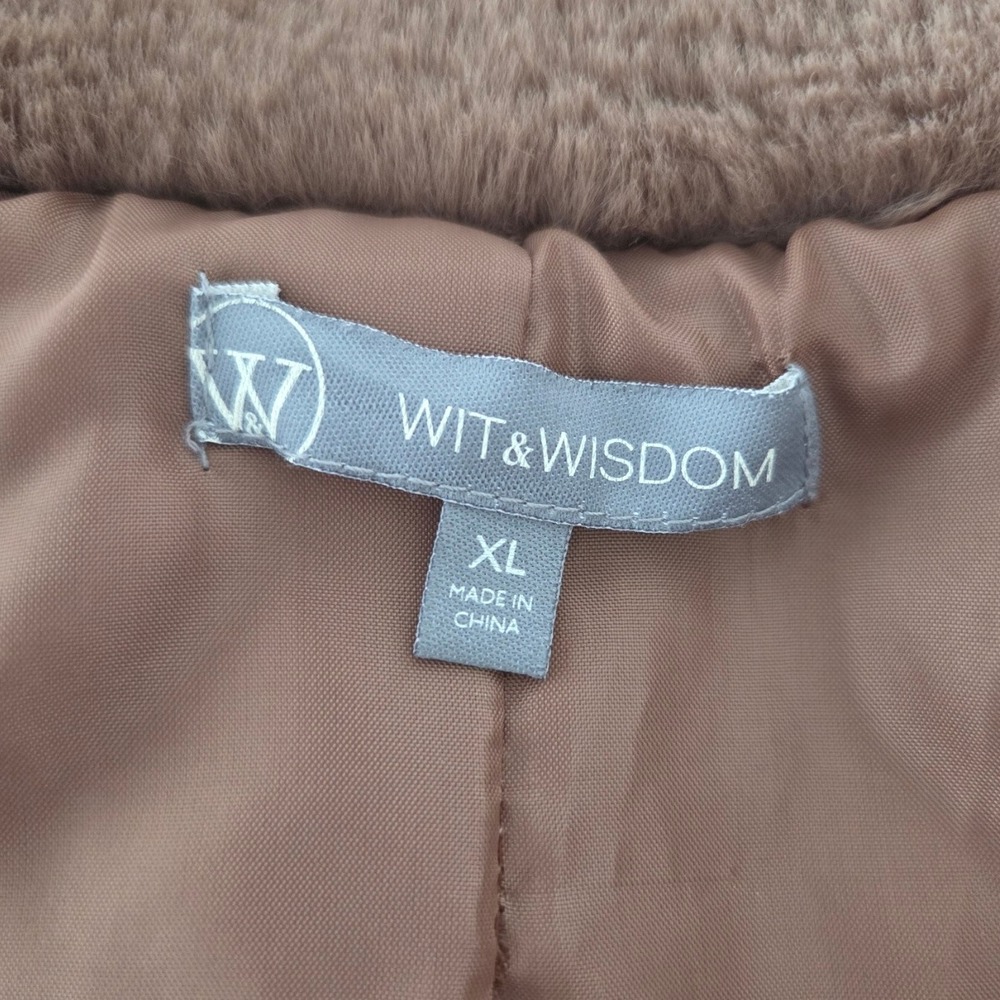 Wit & Wisdom Brown Plush Faux Fur Teddy Coat Women's Sz XL Warm Outerwear - Picture 5 of 9